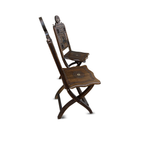 Pair of Syrian Walnut Folding Chairs with Mother of Pearl Inlay
