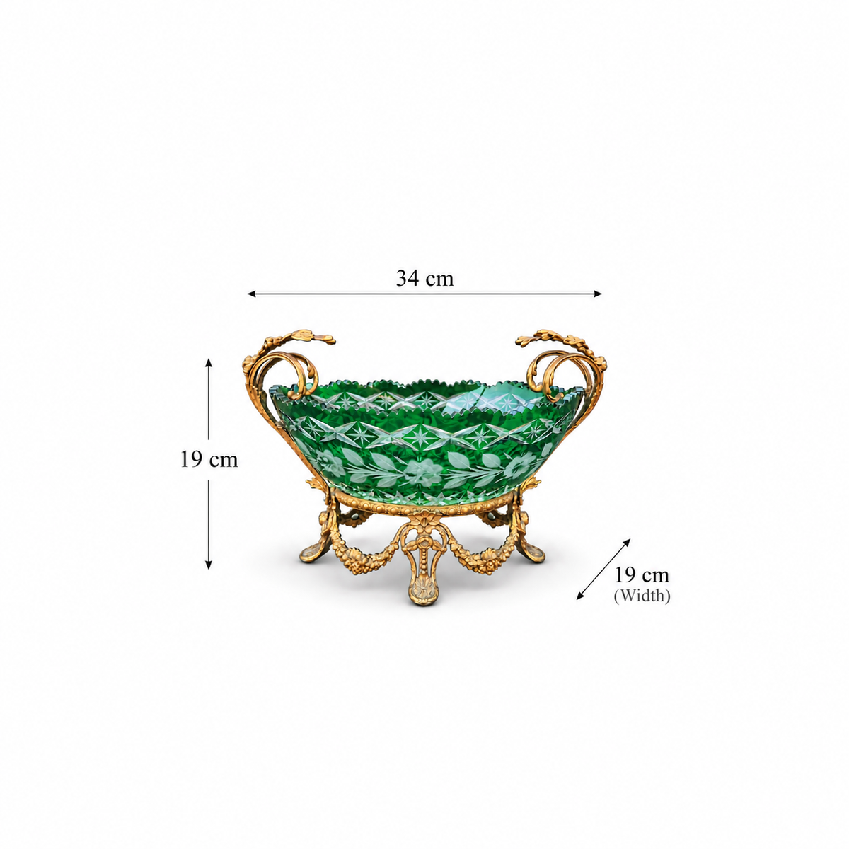 Emerald Green Cut Crystal Centerpiece With Gilt Bronze