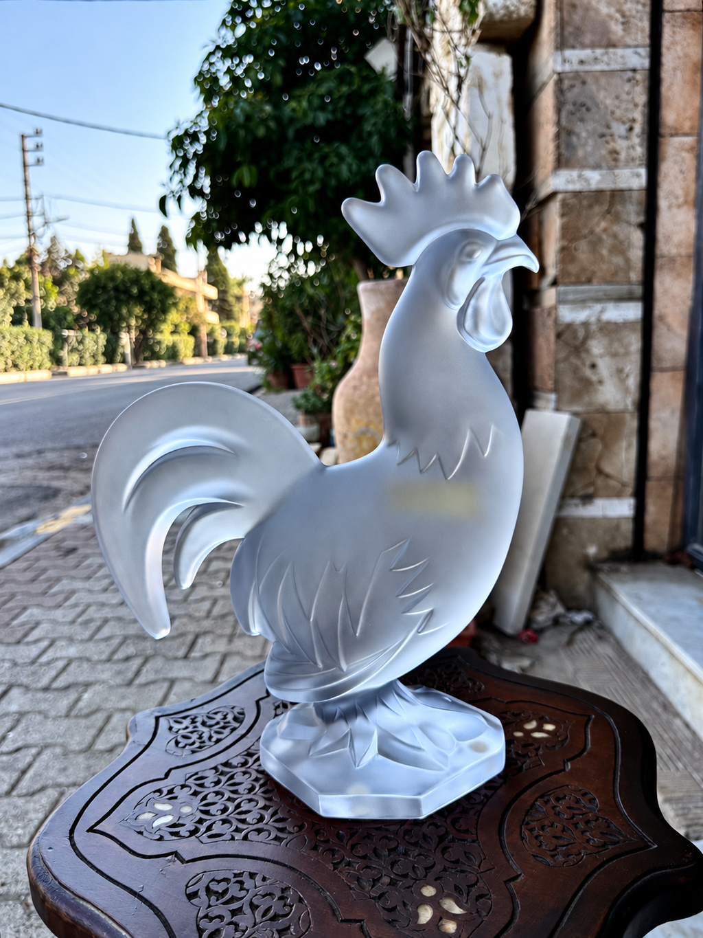 Cristal de Sèvres Frosted Crystal Rooster Figurine (Coq)