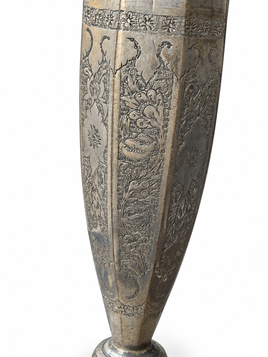 Large Persian Isfahan Hand Engraved Silver Candelabrum. 84 Standard