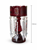 Pair of Antique Bohemian Ruby Glass Mantel Lustres with Crystal Prisms