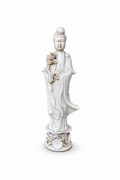 Chinese Blanc de Chine Guanyin Figure with Lotus