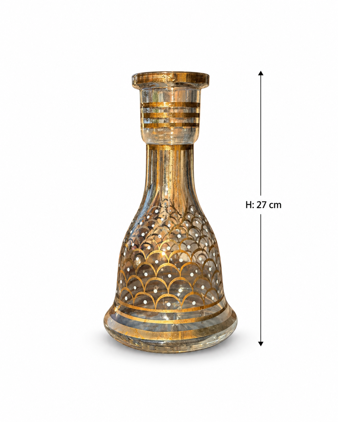 Vintage Hookah / Shisha Glass Nargileh Vase, Gold Gilt, 27 cm