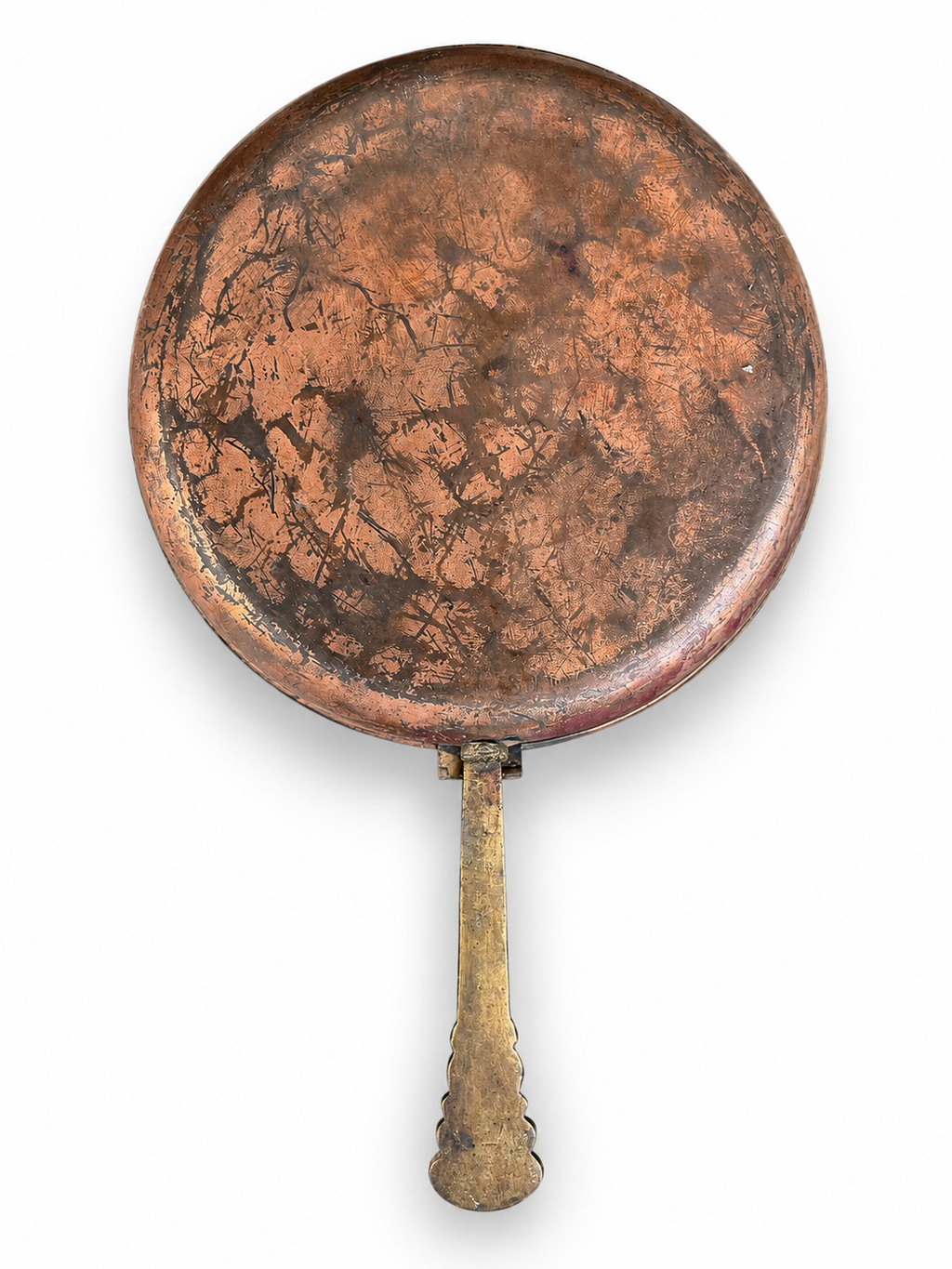 Islamic Silver-Inlaid Copper Pan with Girih Arabesque Decoration