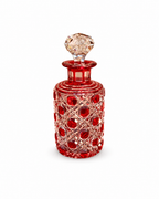 Antique ruby red cut crystal perfume bottle with faceted stopper