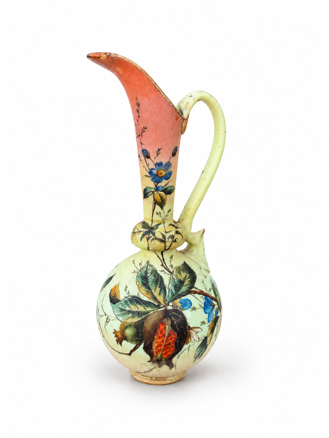 Antique European Hand Painted Porcelain Ewer, 34cm