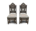 Pair of Antique Damascene Mother of Pearl Inlaid Chairs Syria
