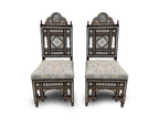 Pair of Antique Damascene Mother of Pearl Inlaid Chairs Syria