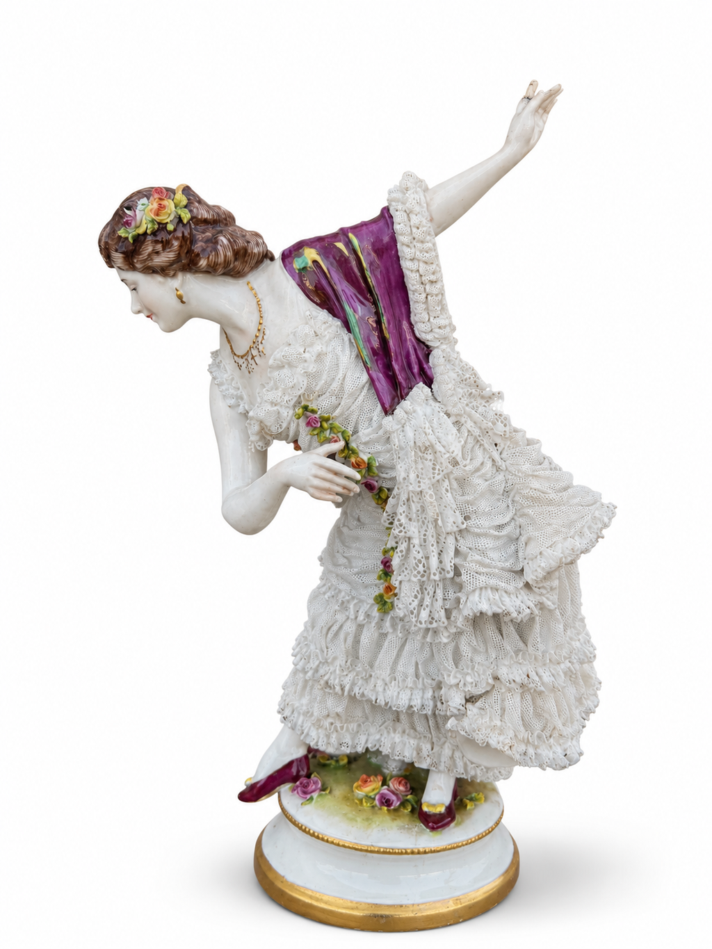 Meissen Porcelain Lace Dancing Lady Figurine