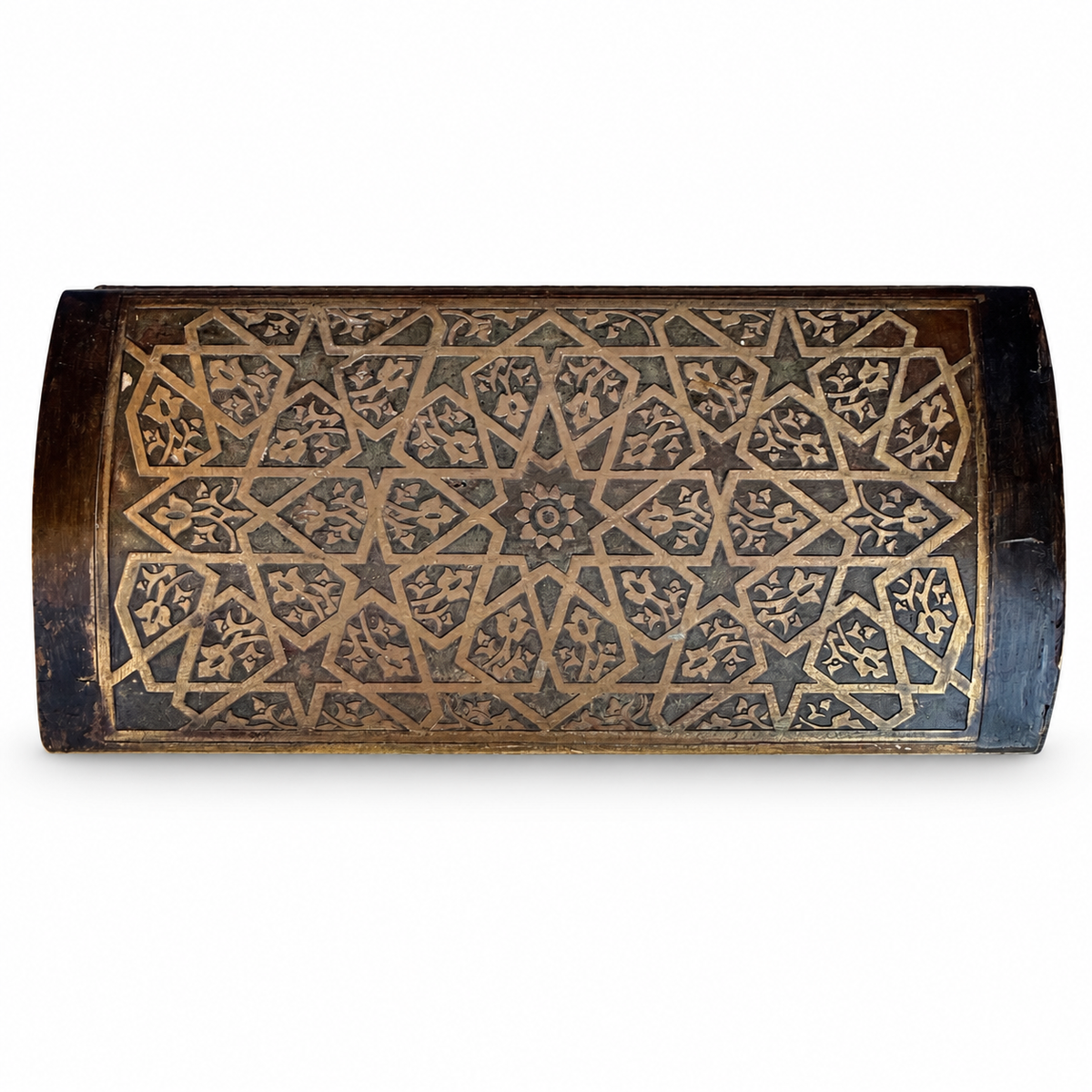 Antique Syrian Inlaid Copper Box Damascus, Dated 1914