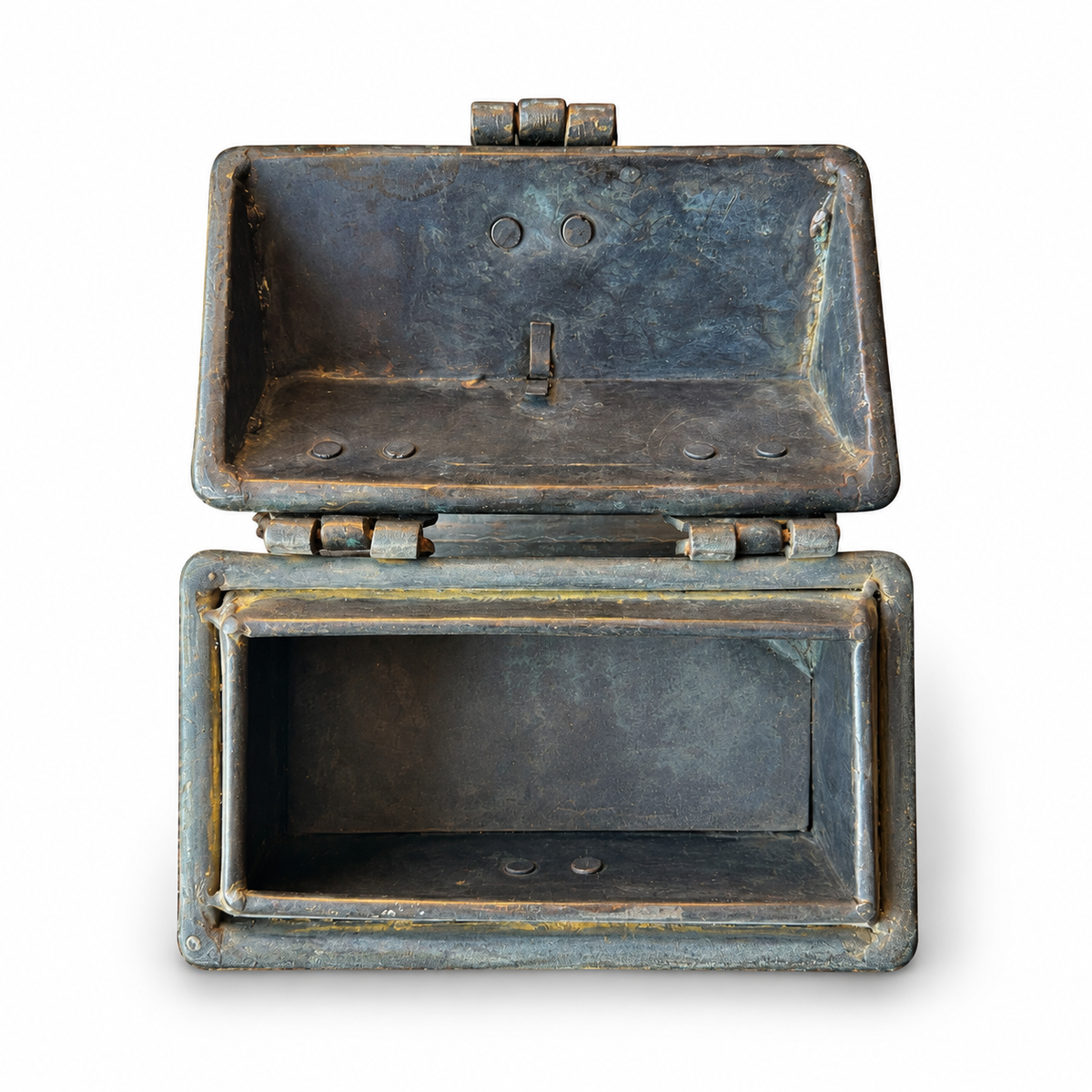 Antique Islamic Engraved Metal Casket with Arabic Calligraphy. Mamluk Revival Style