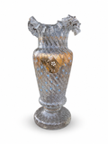 Antique Bohemian Gilt & Enamel Floral Art Glass Vase. Circa 1900