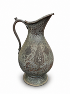 Antique Ottoman Levantine Hand Engraved Copper Ewer, 19th Century
