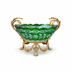 Emerald Green Cut Crystal Centerpiece With Gilt Bronze