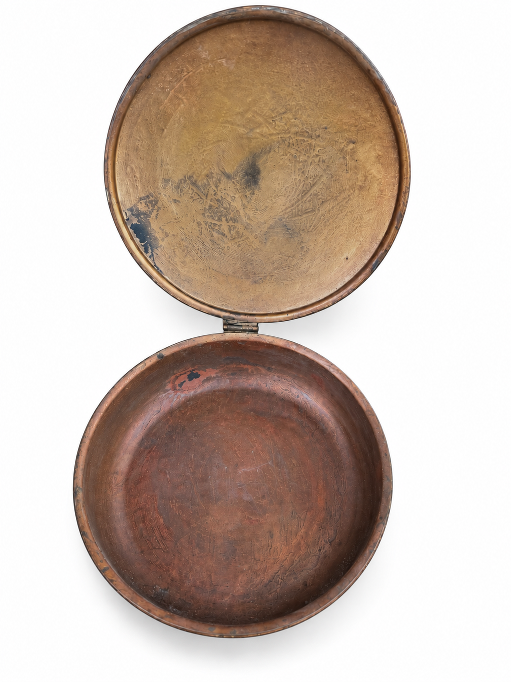 Islamic Silver-Inlaid Copper Pan with Girih Arabesque Decoration