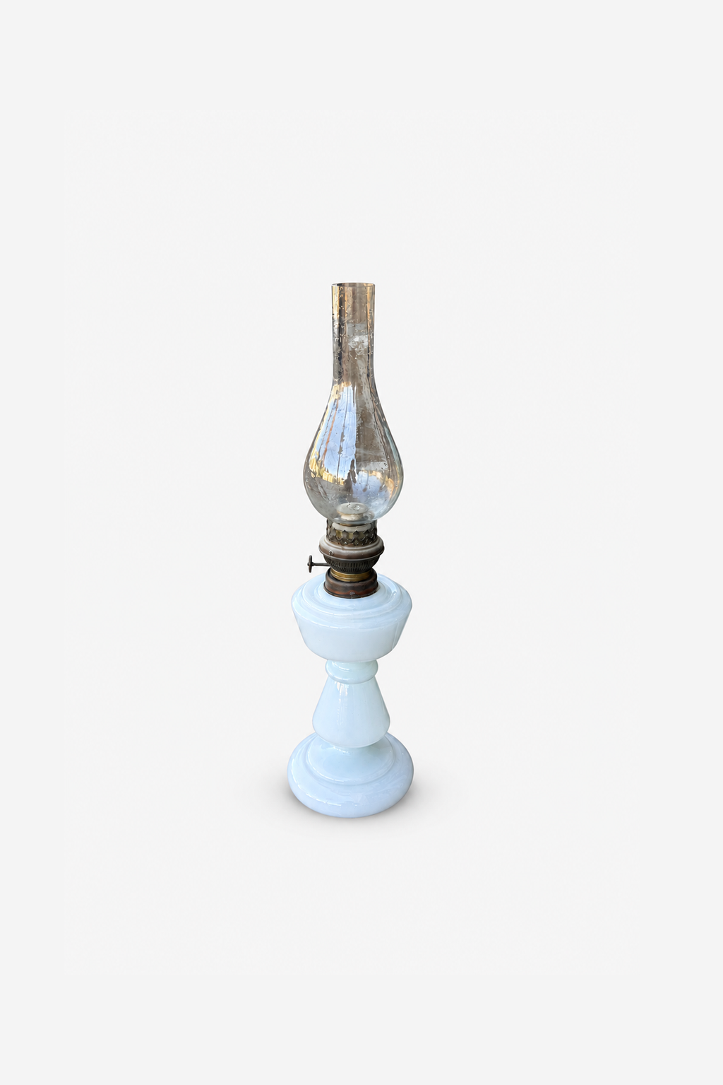 Antique French Opaline Glass Oil Lamp