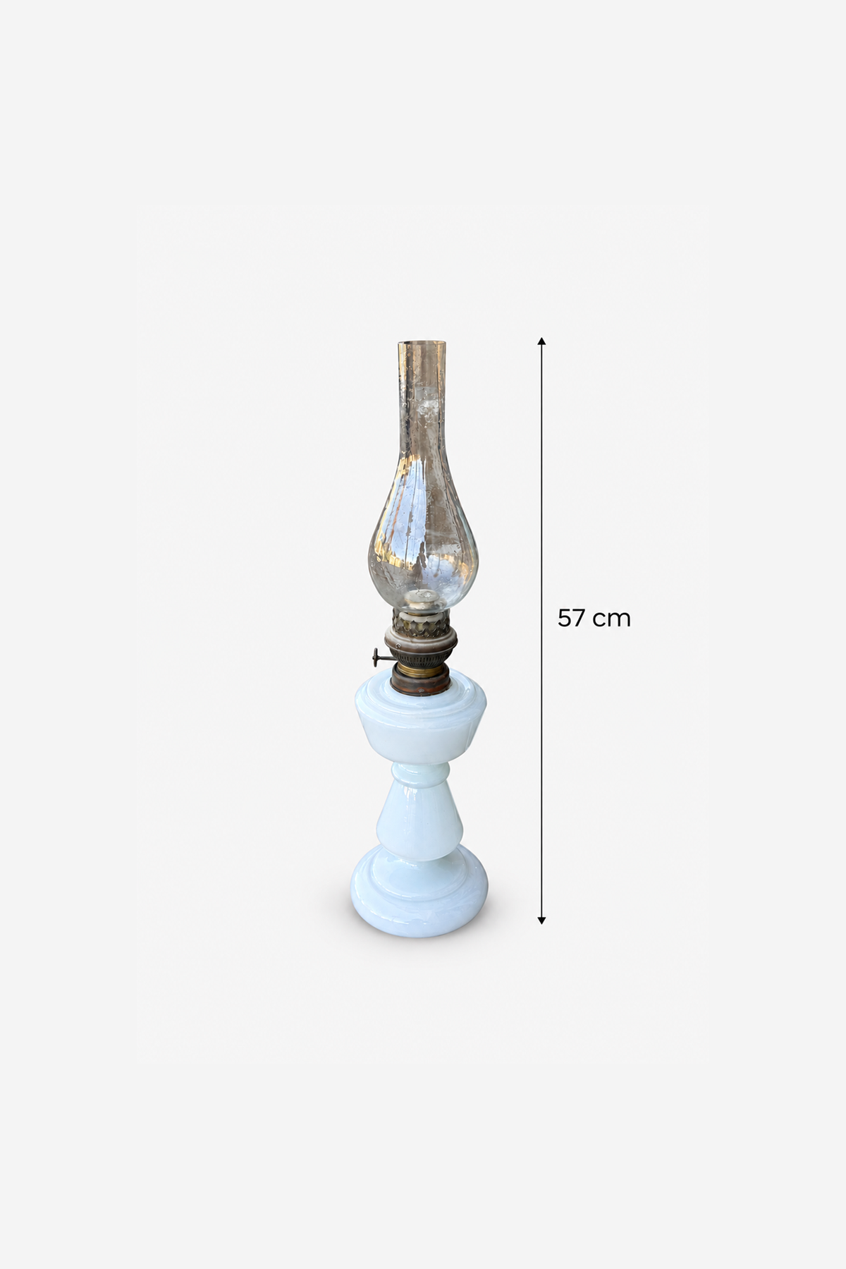 Antique French Opaline Glass Oil Lamp