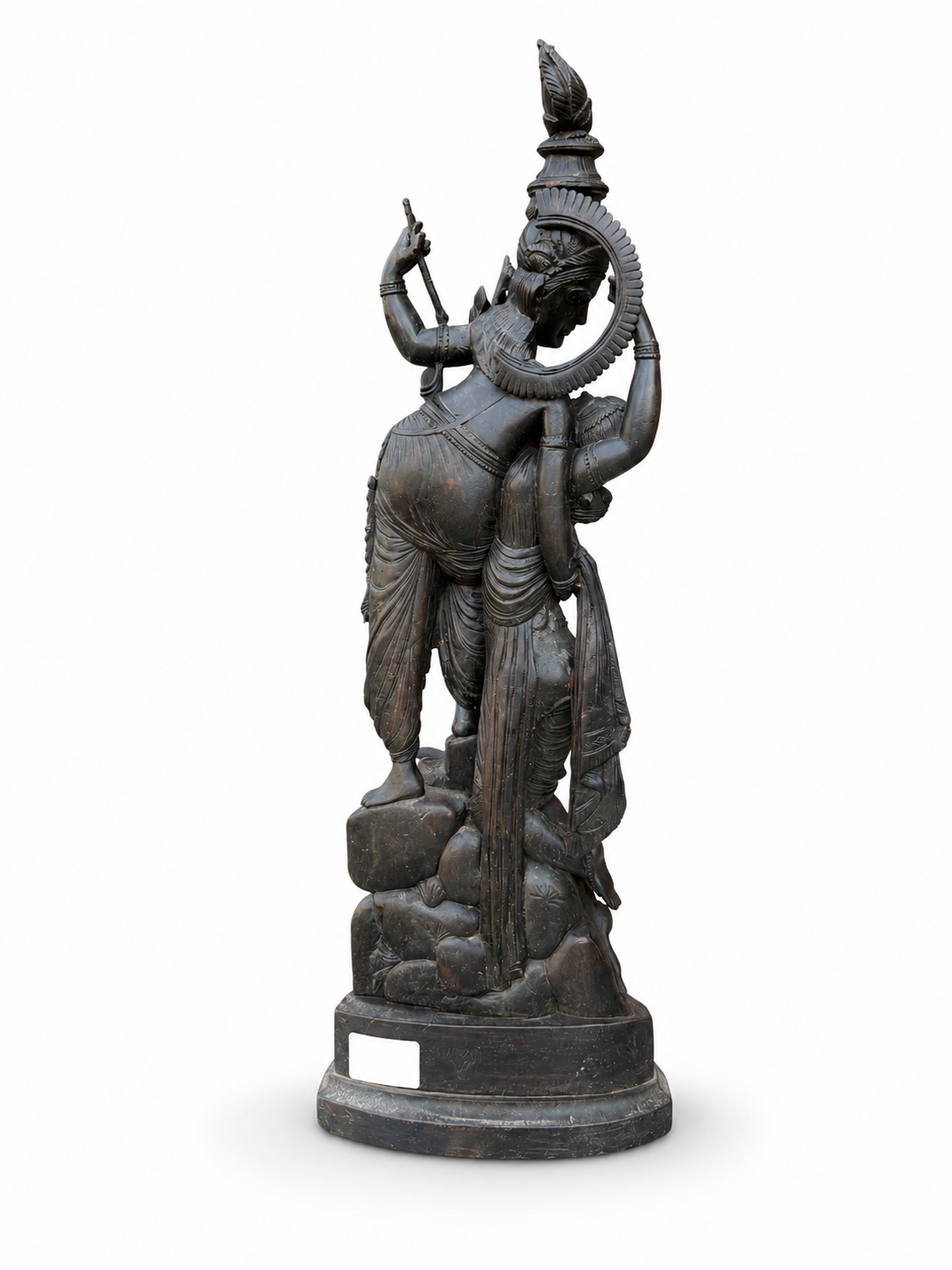 Antique Ebony Wood Krishna and Radha Sculpture