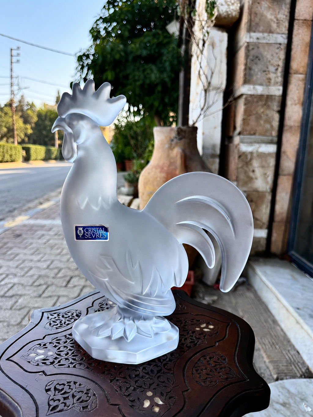 Cristal de Sèvres Frosted Crystal Rooster Figurine (Coq)