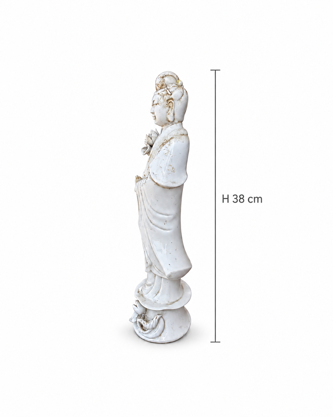 Chinese Blanc de Chine Guanyin Figure with Lotus