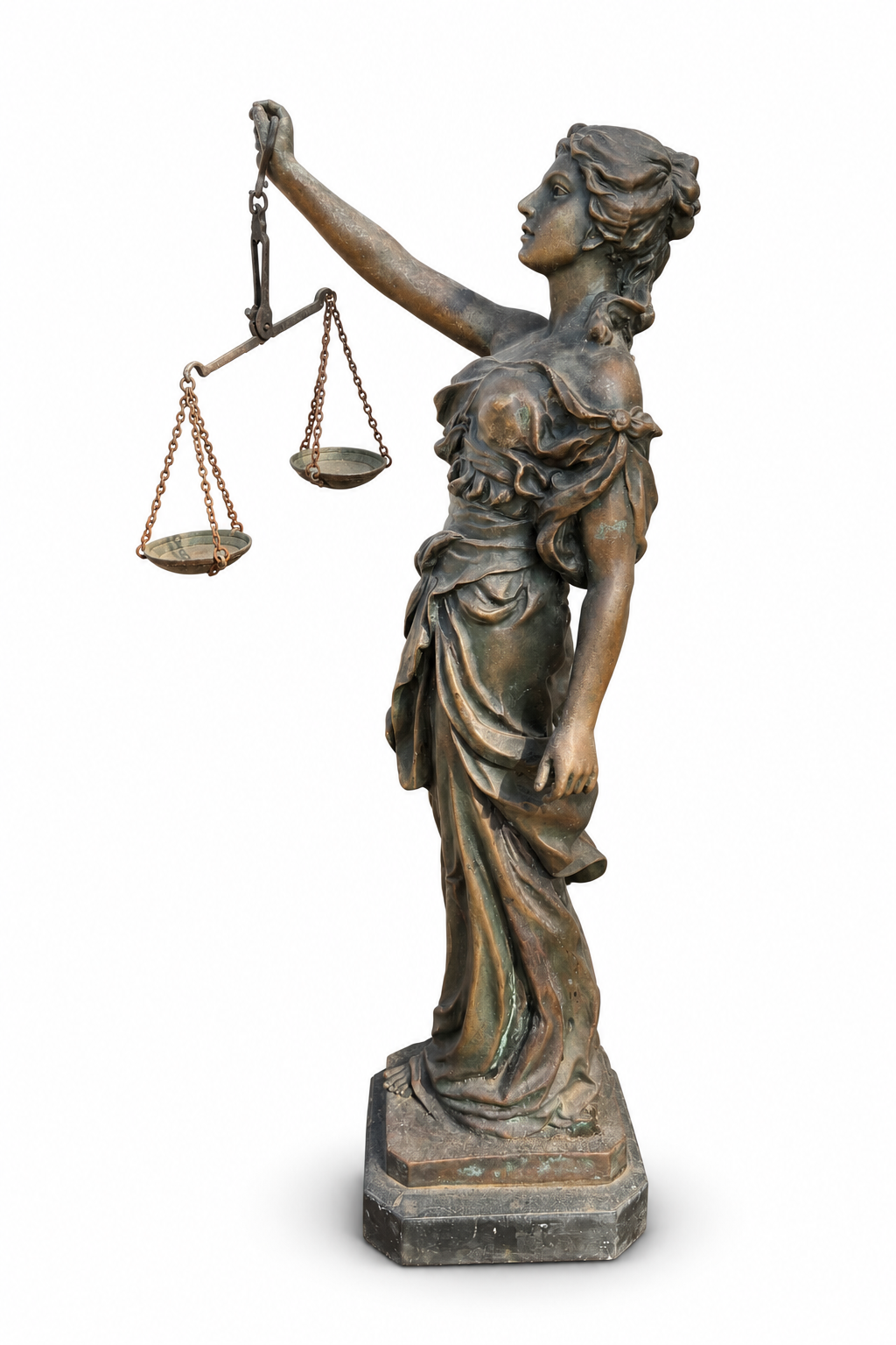 Lady Justice Bronze Figurine After Moreau, French Neoclassical Sculpture