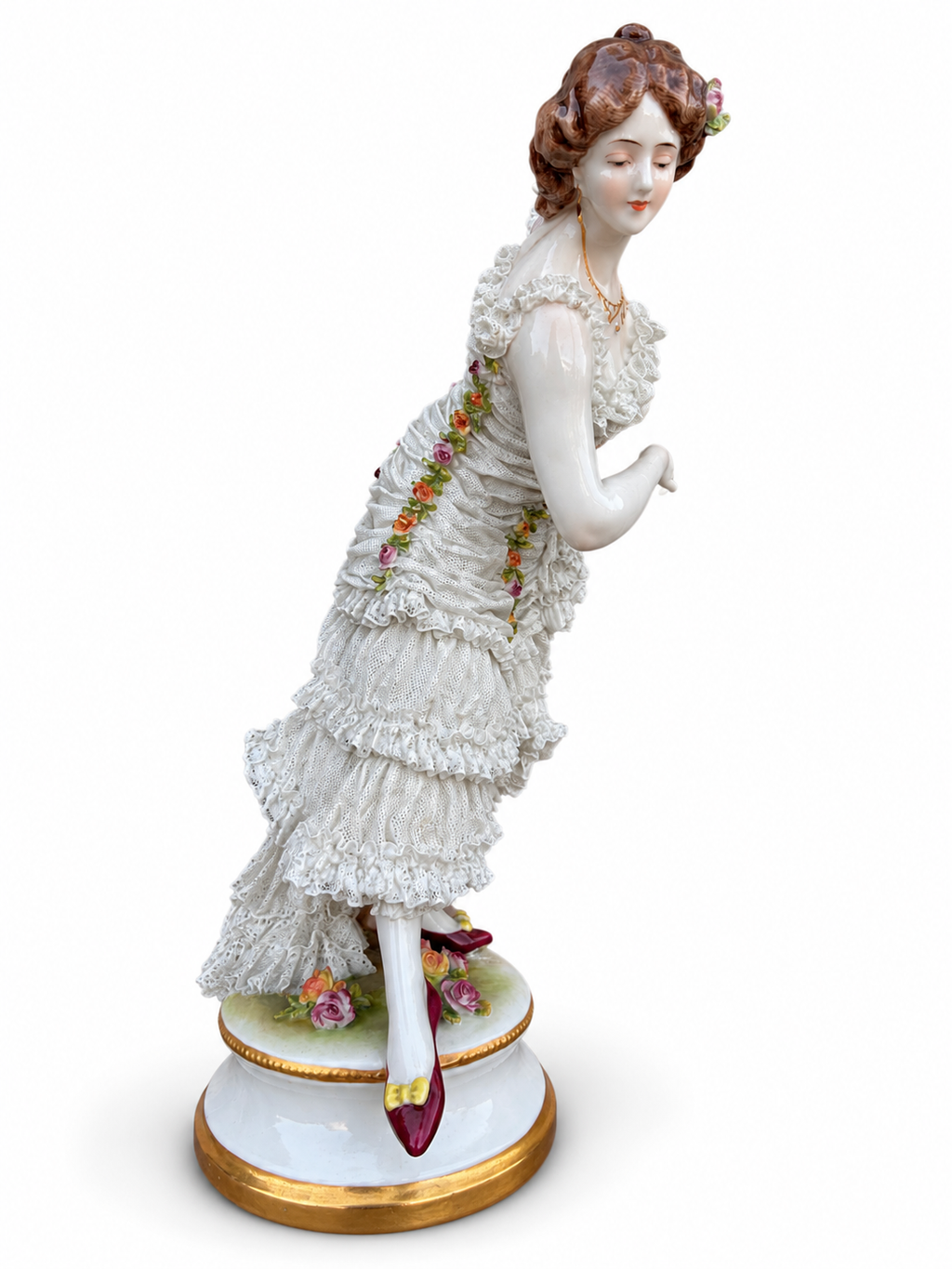 Meissen Porcelain Lace Dancing Lady Figurine