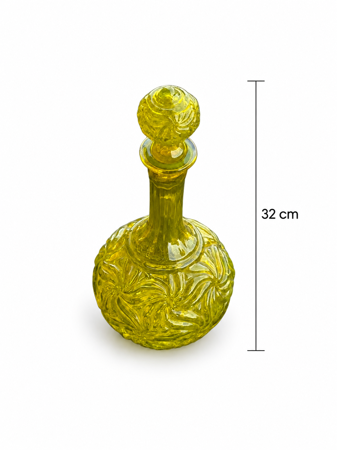 Vintage Bohemian Uranium Vaseline Glass Decanter with Matching Stopper