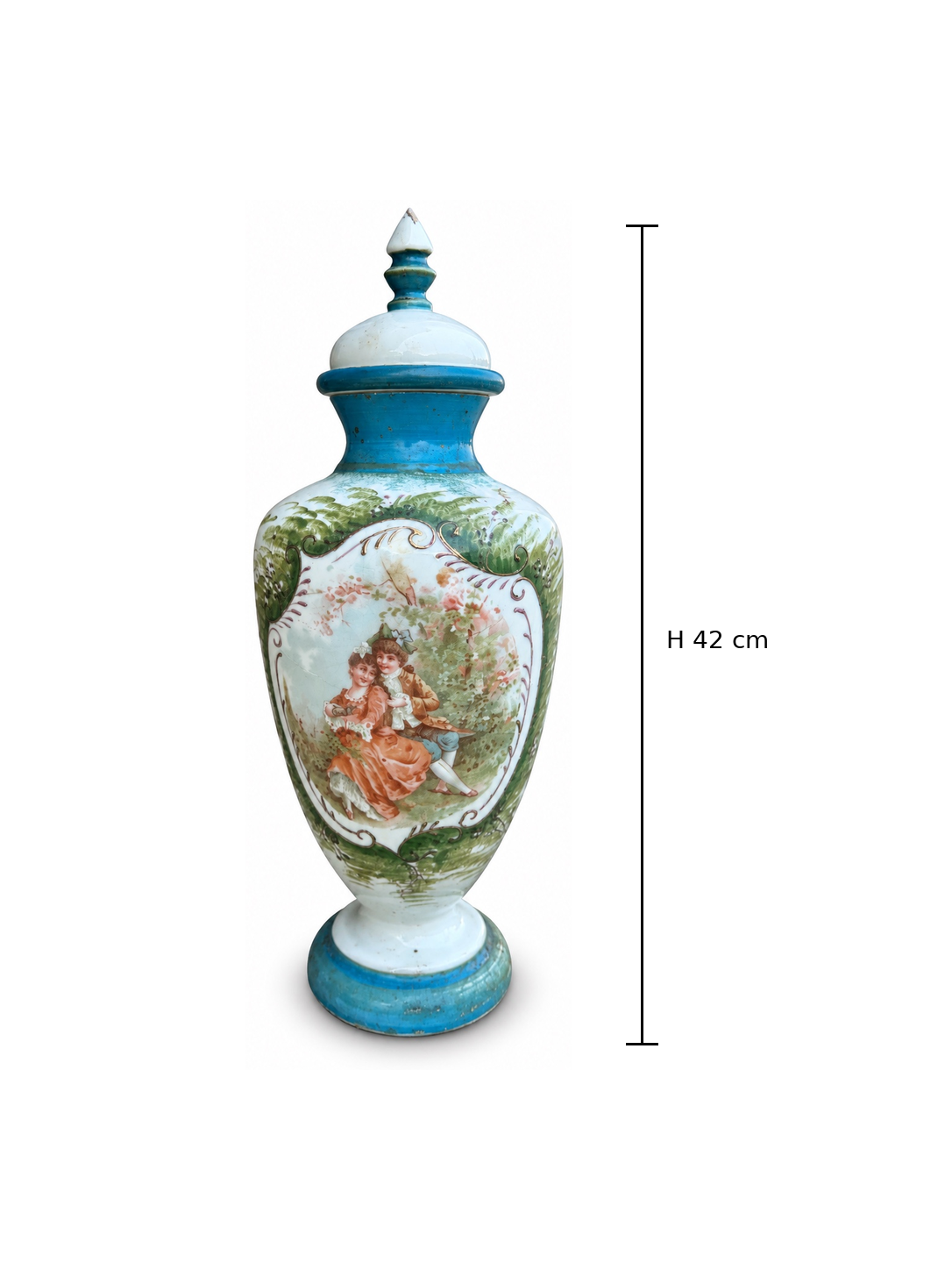 Antique Meissen Porcelain Three Piece Garniture Set with Romantic Courting Scenes