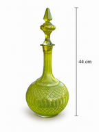 Vintage Yellow Green Glass Decanter with Matching Stopper