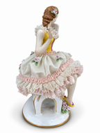 Meissen Porcelain Lace Dancing Lady Figurine with Fan