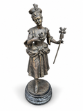 19th Century Bronze Lady Falconer with Bird Sculpture, Rococo Style