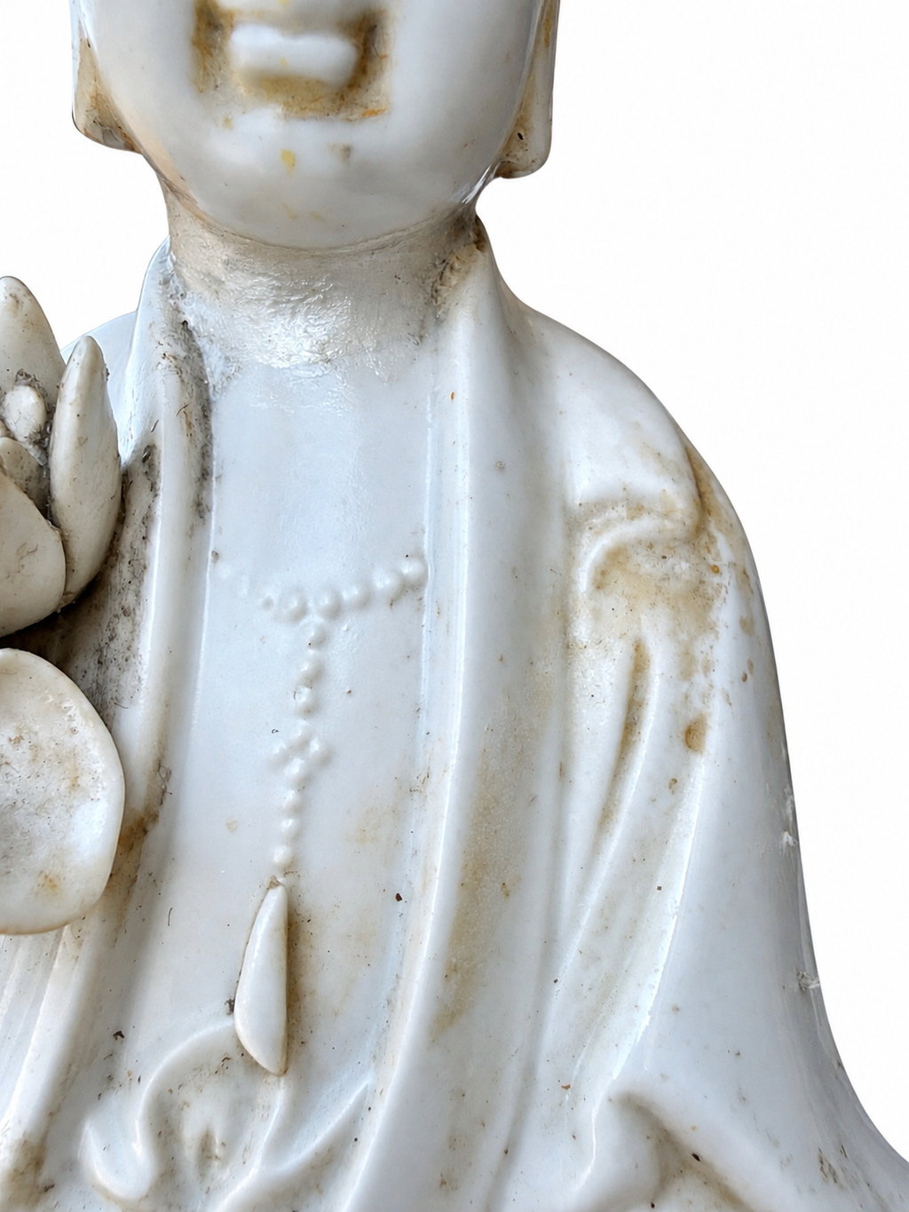 Chinese Blanc de Chine Guanyin Figure with Lotus
