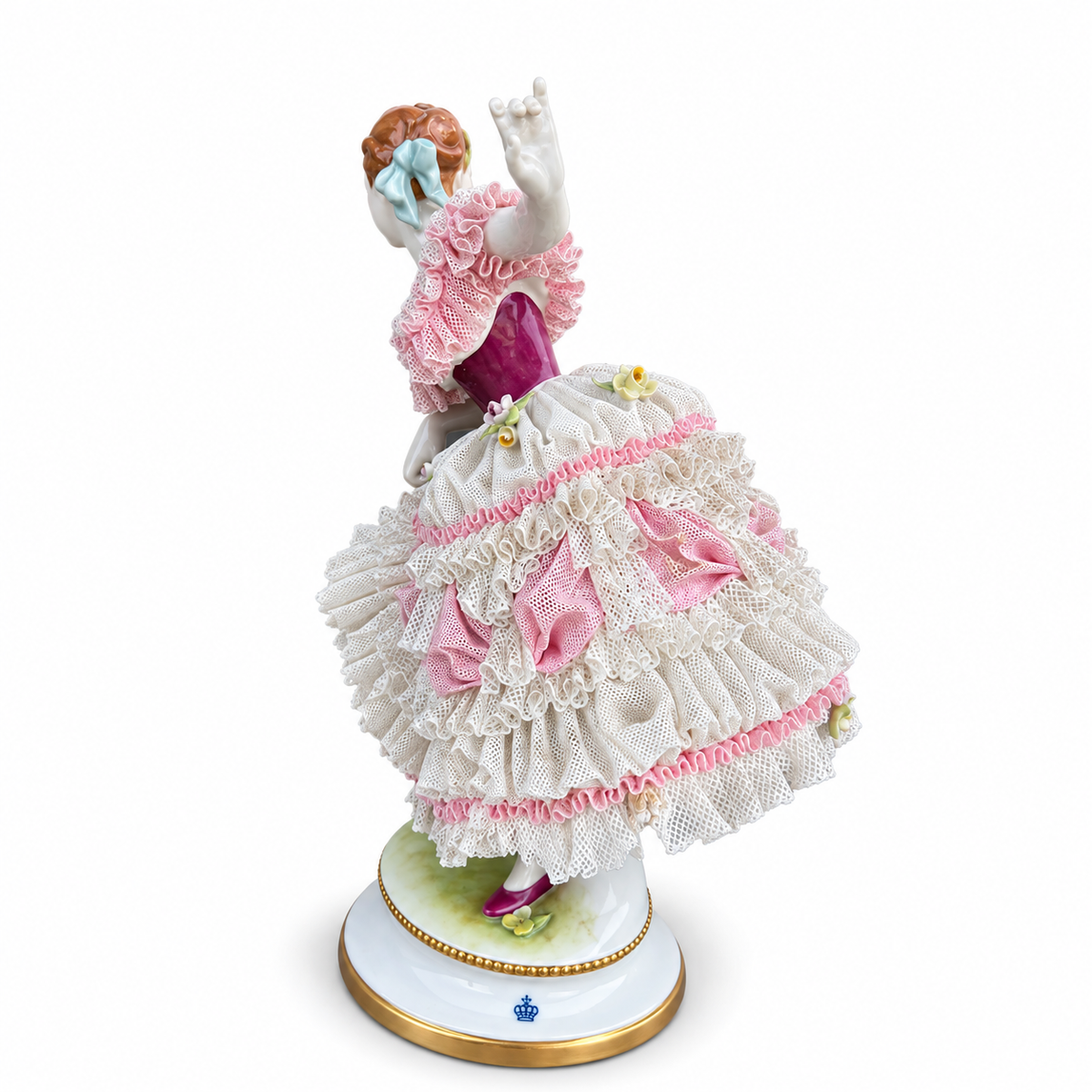 Volkstedt Porcelain Lace Dancing Ballerina Figurine, Large