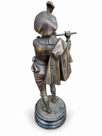 19th Century Bronze Troubadour Flute Player Sculpture, Renaissance Style