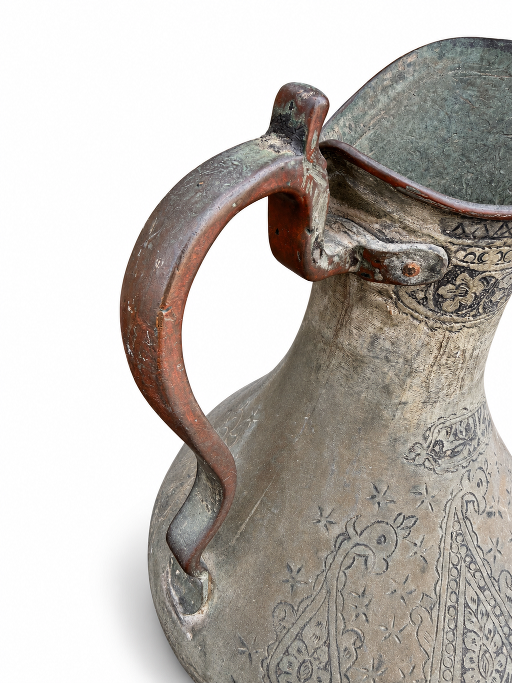 Antique Hand Engraved Copper Ewer
