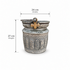 Antique Hand Engraved Tinned Copper Bucket with Decorative Handle