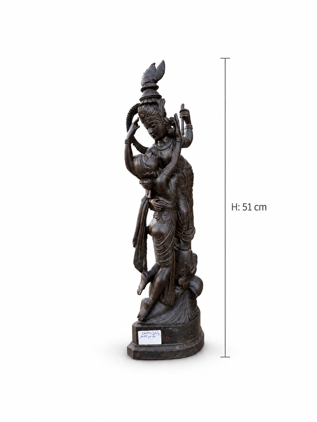 Antique Ebony Wood Krishna and Radha Sculpture