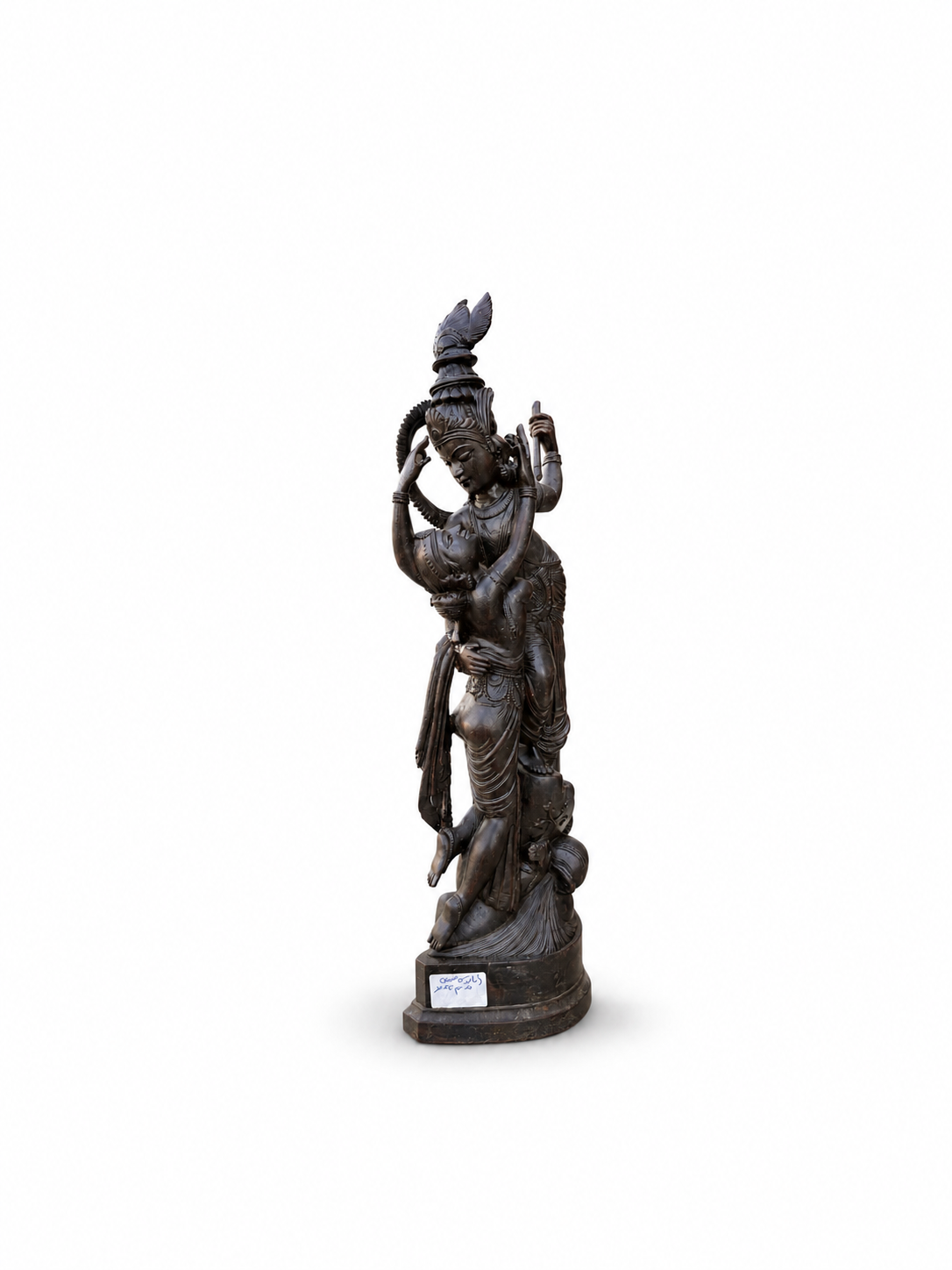 Antique Ebony Wood Krishna and Radha Sculpture