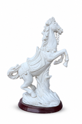 Large Chinese White Porcelain Rearing Horse Sculpture  Blanc de Chine Style, Marked.