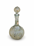 Antique Bohemian Glass Decanter with Enamel Dot & Floral Decoration
