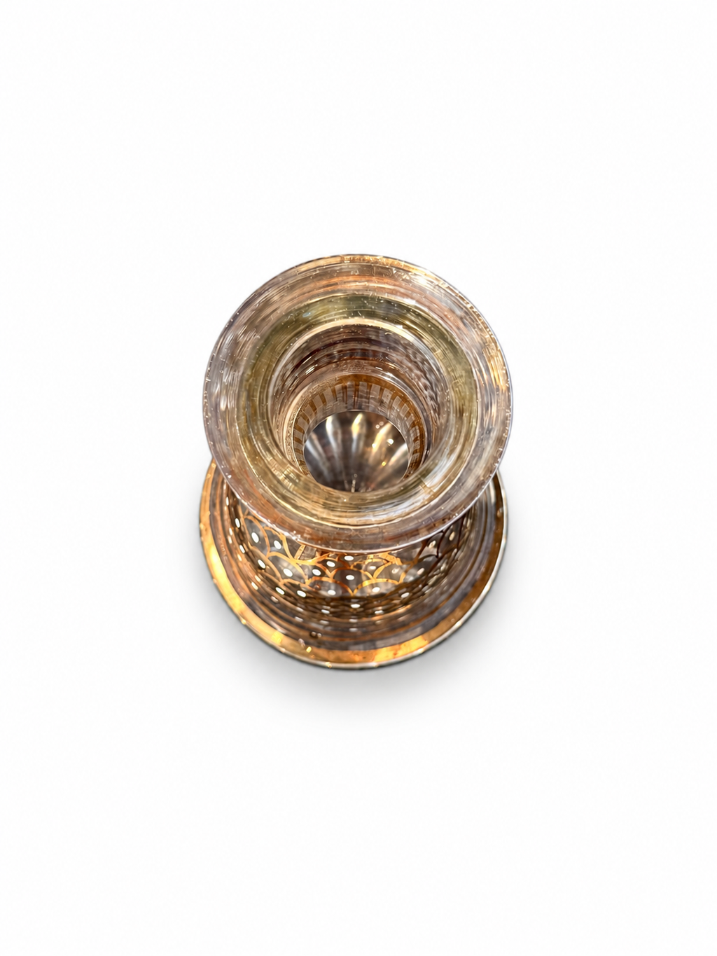 Vintage Hookah / Shisha Glass Nargileh Vase, Gold Gilt, 27 cm