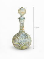 Antique Bohemian Glass Decanter with Enamel Dot & Floral Decoration