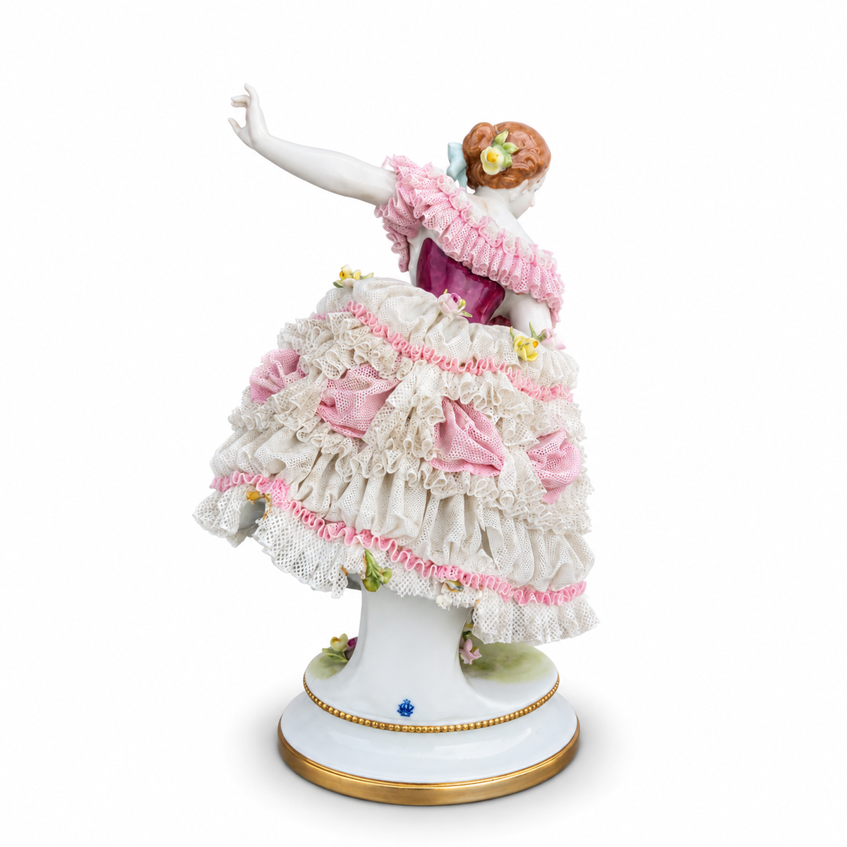 Volkstedt Porcelain Lace Dancing Ballerina Figurine, Large