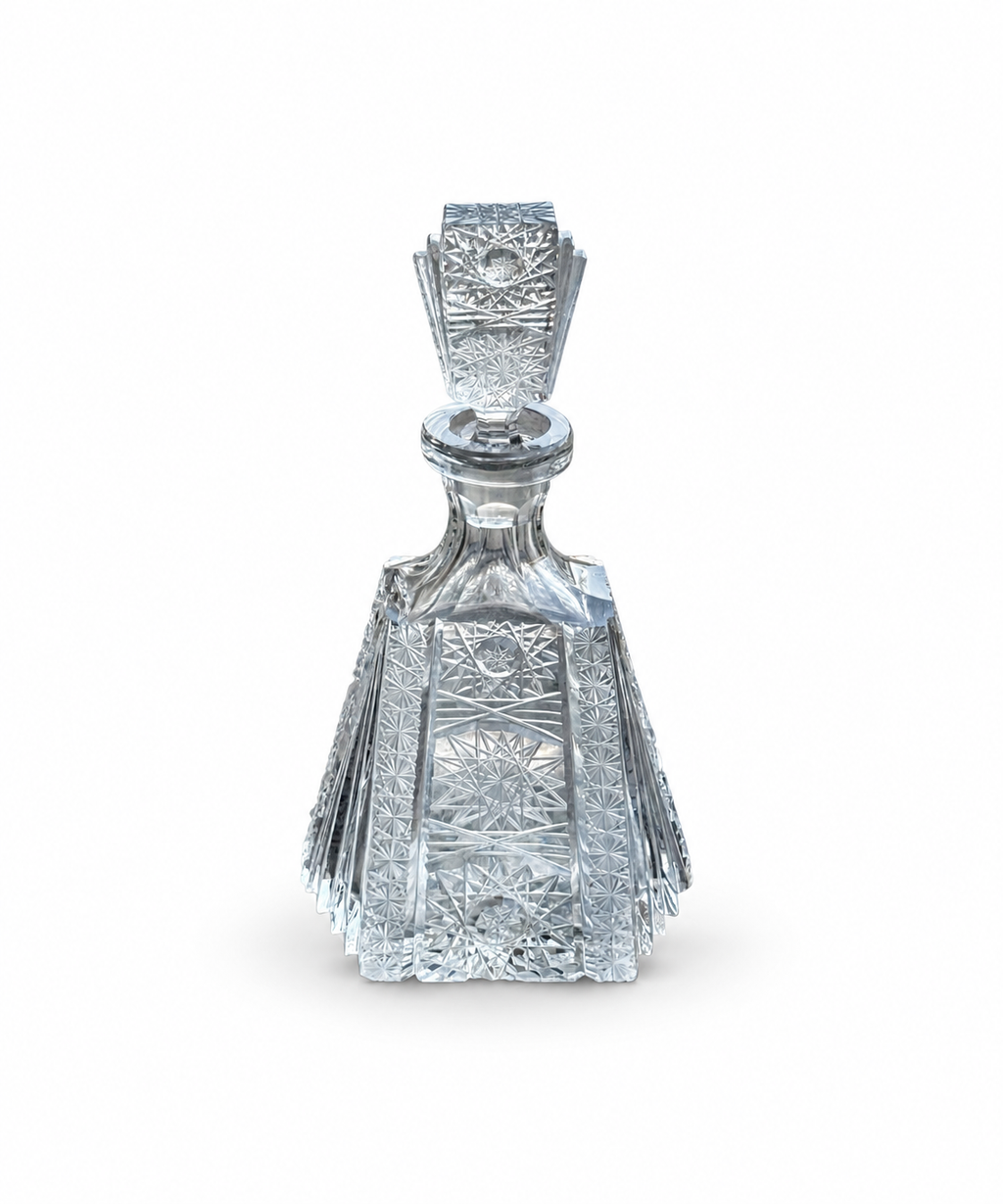Vintage Hand Cut Crystal Decanter with Matching Stopper, 33 cm