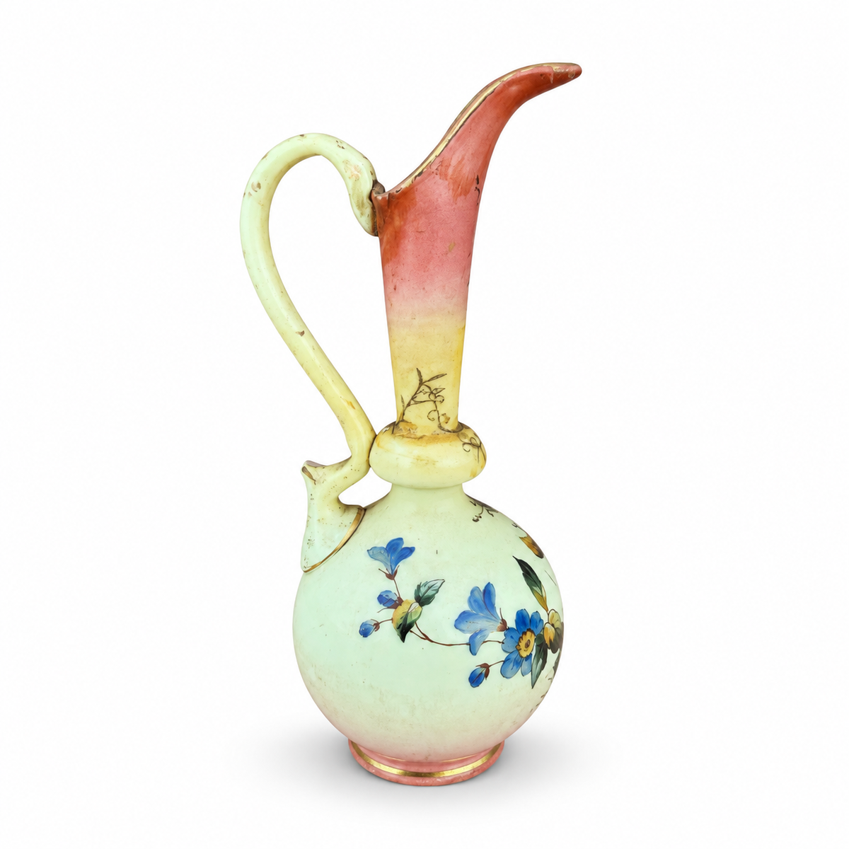 Antique European Hand Painted Porcelain Ewer, 34cm