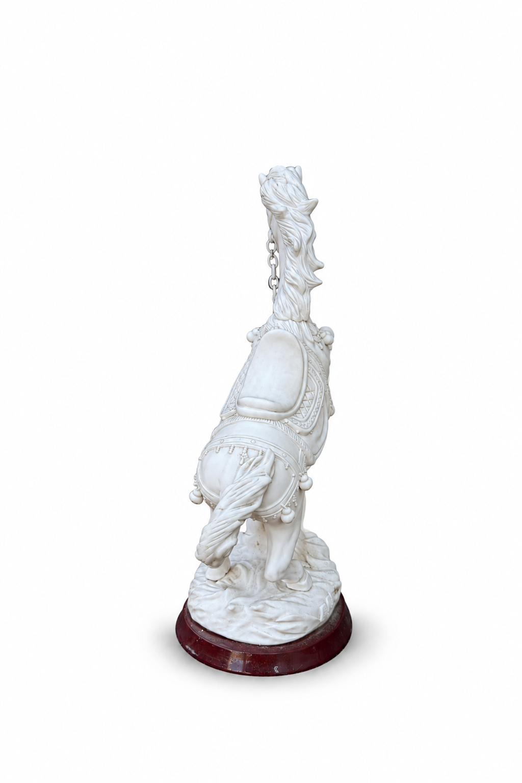 Large Chinese White Porcelain Rearing Horse Sculpture  Blanc de Chine Style, Marked.