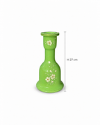 Antique Green Glass Narghileh / Hookah Base with Hand Painted Floral Decoration