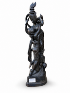 Antique Ebony Wood Krishna and Radha Sculpture