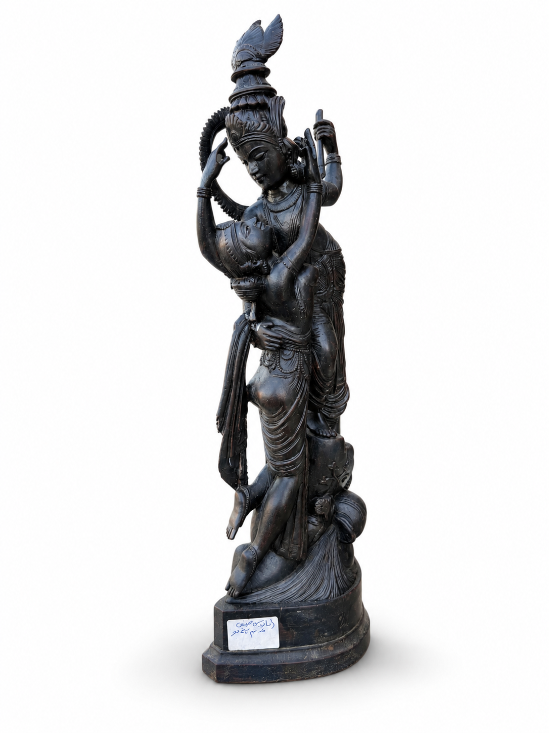 Antique Ebony Wood Krishna and Radha Sculpture