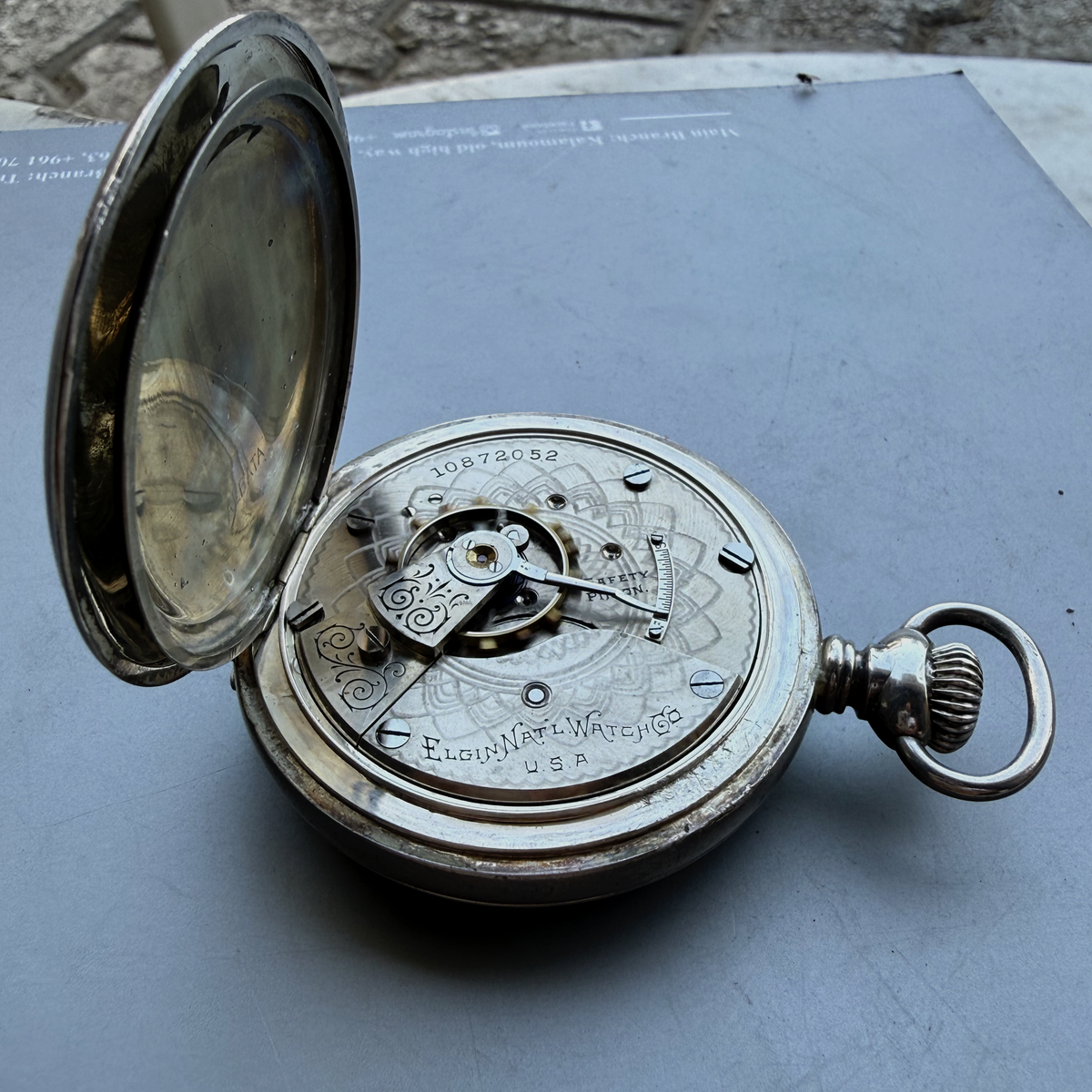 Antique Elgin Sterling Silver Full Hunter Pocket Watch, USA, c.1904